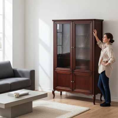 Schaf Klassesch Vitrin Vitrineschaf Massivholz Echtholz - Modell PR-W2