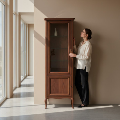 Schaf Echt Holz Massivholz Klassesch Vitrine Vitrinenschaf-Modell PR-W 1-2