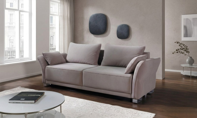 3 Sëtz Sofa Couche Textil Polster Stoff Garnitur Schlofsofa Bettfunktioun Nei