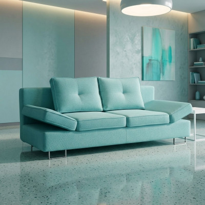 3-Sëtz Sofa Couch Textil Polster Stoff Garnitur mat Schloffunktion, Schloffsofa Nei