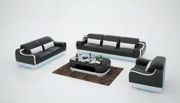 Ledersofa Couch Wunnlandschaft 3+2+1 Sëtzer Garnitur Sofa Sofagarnitur G8025D
