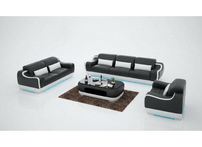 Ledersofa Couch Wunnlandschaft 3+2+1 Sëtzer Garnitur Sofa Sofagarnitur G8025D