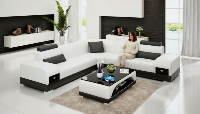 Ledercouch Canapé Wunnlandschaft Eckecksofa Ecksofa Modern Design Garnitur