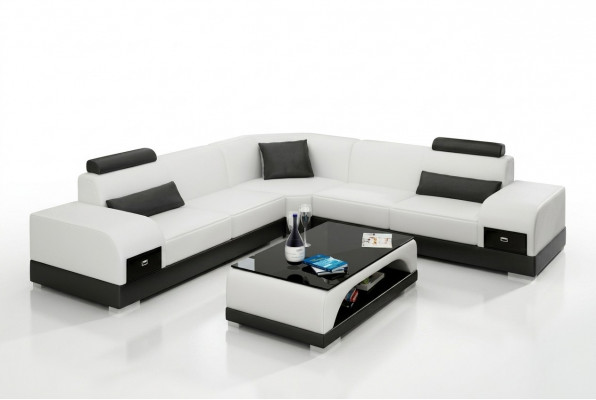 Ledercouch Canapé Wunnlandschaft Eckecksofa Ecksofa Modern Design Garnitur