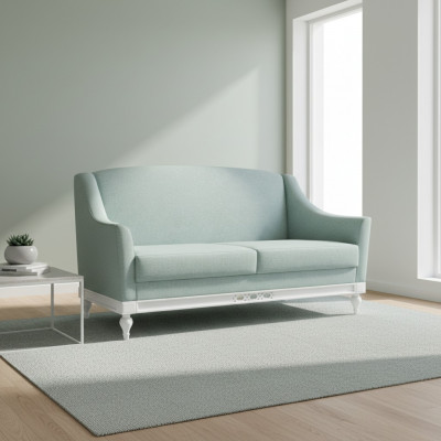 Chippendale Canapé 2 Sëtz Landhaus Stoffcanapé mam Holz Designer Garnitur FL-2Siz