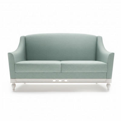 Chippendale Canapé 2 Sëtz Landhaus Stoffcanapé mam Holz Designer Garnitur FL-2Siz