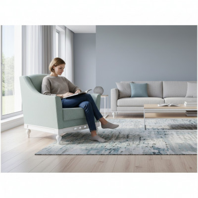 Chesterfield Oueresessel Sessel Polster Fernseh Büro Canapé Echt Lieder FL-1Siz
