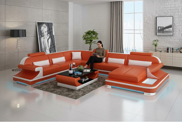 Liederdivan Couch Wunnlandschaft Ecksdivan Eck Garnitur Design Modern Divan G8021