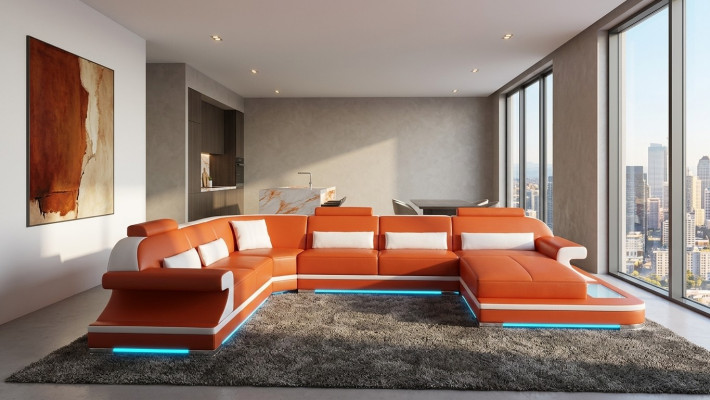 Liederdivan Couch Wunnlandschaft Ecksdivan Eck Garnitur Design Modern Divan G8021