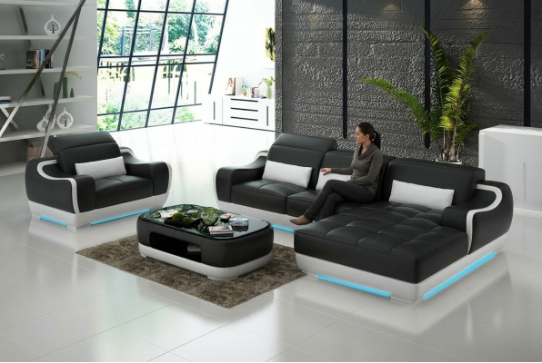 Liederzofa Canapé Wunnlandschaft Eckzofa + Fauteuil Nei Garnitur Modern Zofa G8025E