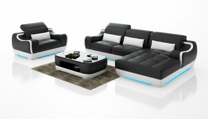 Liederzofa Canapé Wunnlandschaft Eckzofa + Fauteuil Nei Garnitur Modern Zofa G8025E