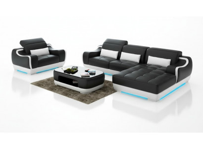 Liederzofa Canapé Wunnlandschaft Eckzofa + Fauteuil Nei Garnitur Modern Zofa G8025E