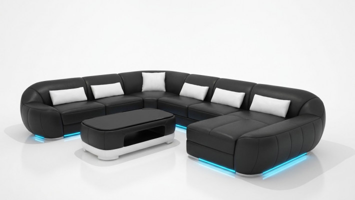 Ledersofa Canapé Wunnlandschaft Ecksofa Eck Garnitur Design Modern Sofa G8022