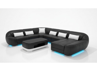 Ledersofa Canapé Wunnlandschaft Ecksofa Eck Garnitur Design Modern Sofa G8022