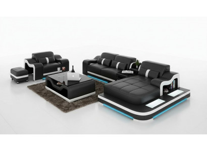 Ledercouch Couch Wunnlandschaft Eckssofa Eck Garnitur Design Modern Sofa G8027E