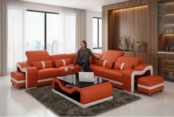Lieder-Couch Wunnlandschaft Ecksofa Sofa Eck Modern Design Garnitur