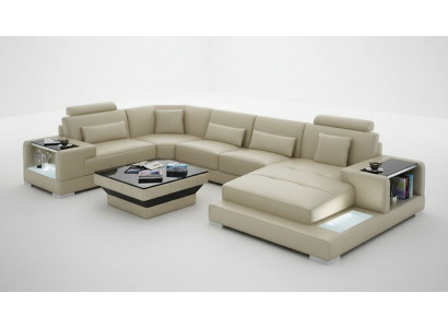 Ledercouch Couch Wunnlandschaft Eckcouch Eck Garnitur Design Modern Sofa G8023