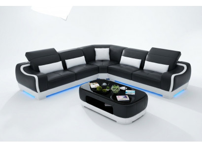 Ledercouch Couch Wunnlandschaft Ecksofa Eck Garnitur Design Moderne Sofa G8025B
