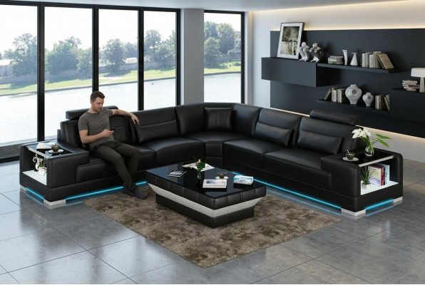 Liederkanapé Canapé Sofa Wunnlandschaft Eckkanapé Eck Modern Design Garnitur