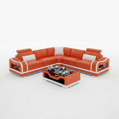 Ledercouch Canapé Couch Wohnlandschaft Eckcouch Eck Modern Design Garnitur