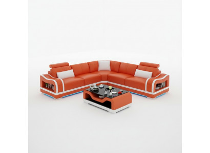 Ledercouch Canapé Couch Wohnlandschaft Eckcouch Eck Modern Design Garnitur