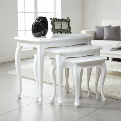 Dësch Iessdësch 3er Set Design Dësch Dëscher Klassesch Holz Iessdësch Neiwuer.