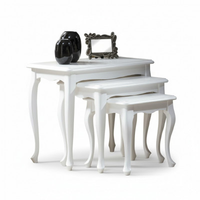 Dësch Iessdësch 3er Set Design Dësch Dëscher Klassesch Holz Iessdësch Neiwuer.