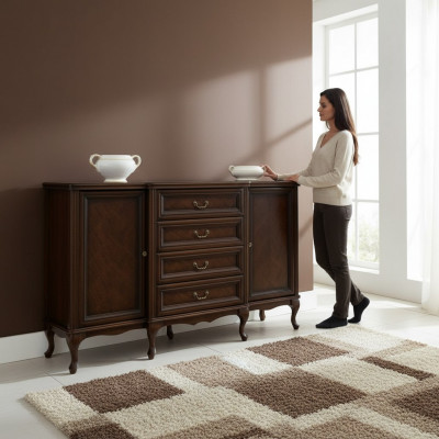 Klassesch Komoud Komouden Komoudeschaf Antiquitéit Büro Schaf Sideboard W-K4Sz