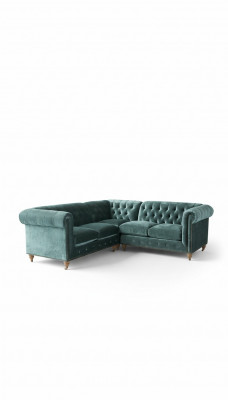 Ecksofa Chesterfield Liederdivan Sofa Couch Textil Stoff Polster Eck Neit