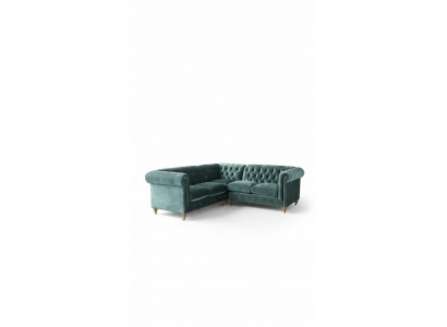 Ecksofa Chesterfield Liederdivan Sofa Couch Textil Stoff Polster Eck Neit