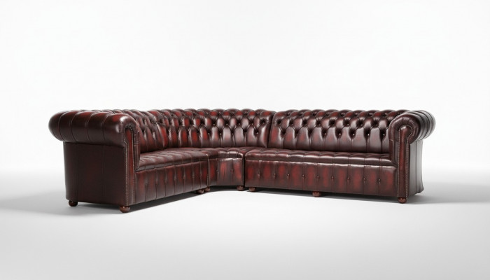 Chesterfield Liederkanapé Ecke-Kanapé Kanapé Puffer Ecke-Sëtz Garnitur 100% Lieder