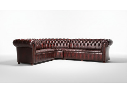 Chesterfield Liederkanapé Ecke-Kanapé Kanapé Puffer Ecke-Sëtz Garnitur 100% Lieder