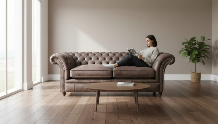 Chesterfield Sofa Canapé Polster Garnitur 3 Sëtzer Sëtzlieder Textil 161013-24