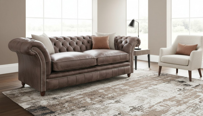 Chesterfield Sofa Canapé Polster Garnitur 3 Sëtzer Sëtzlieder Textil 161013-24