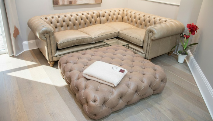 Léiercouch Eckcouch Sofa Couch Polster Chesterfield Eckgarnitur Garnitur Eck Nei
