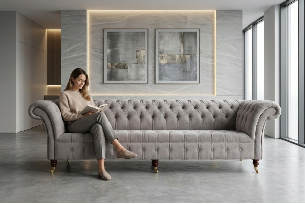 Chesterfield Sofa 4 Sëtzer XXL Polster Designer Couchen Sofas Garnitur