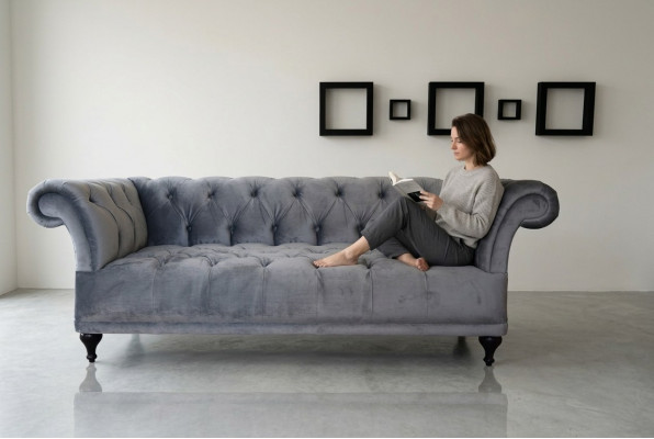 Chesterfield Canapé Këssen Designer Canapéë Sofas Garnitur Textil Stoff Textil 1