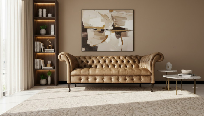 Exzellent Designer-Sofa an U-Form am zäitgenëssesche Stil.