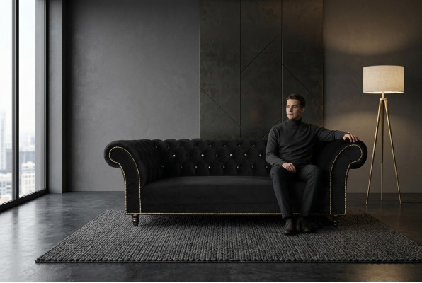 Chesterfield Canapé Pölster Designer Canapéë Canapéë Garnitur Textilstoff Textil 30