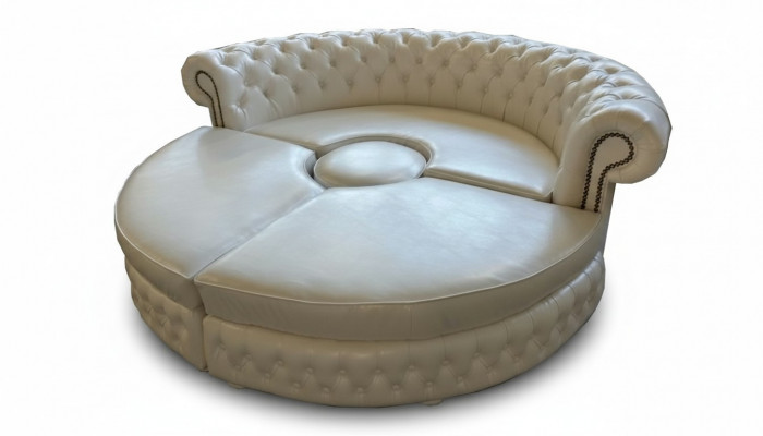 Chesterfield RUNDSOFA Ecksofa Royal Hallef-Ronn Designer Sofa Couch Ledersofa
