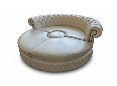 Chesterfield RUNDSOFA Ecksofa Royal Hallef-Ronn Designer Sofa Couch Ledersofa