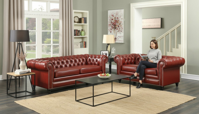 Braune Chesterfield Sofa 3+2 Sëtzer Polster Designer Canapéë Sofa Garnitur