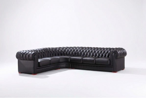 Chesterfield Ecksofa Eckcouch Designer Sofa Schwaarz Couch 100% Lieder