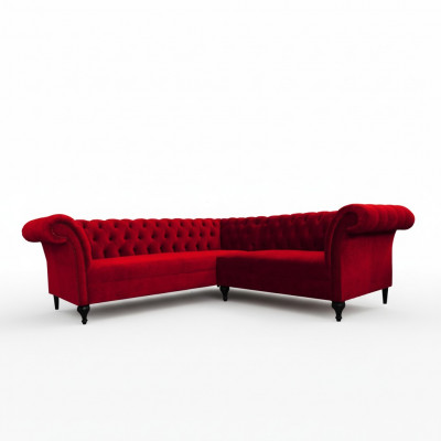 Designer Rout Ecke Chesterfield Canapé Modern Eckcouch Designer Miwwelen