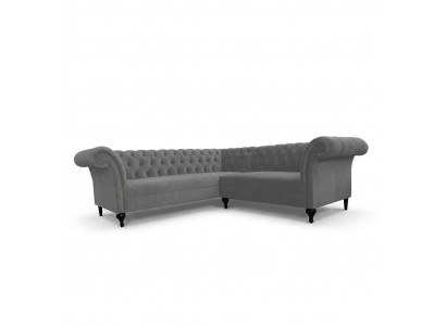 Gro schwaarzt Chesterfield Eckecksofa Eckcouch Designer L-Form Samett Sofa