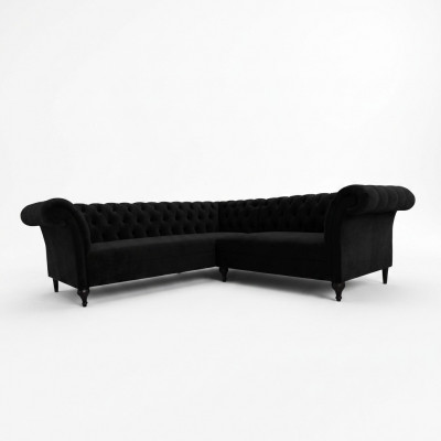 Schwaarz Chesterfield Luxus L-Form Canapé