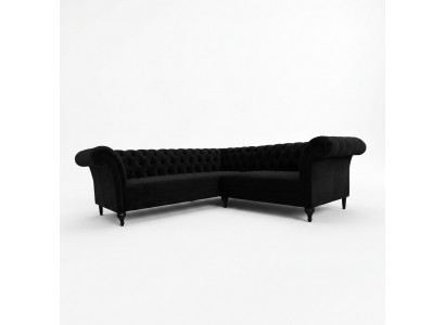 Schwaarz Chesterfield Luxus L-Form Canapé