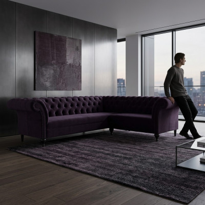 Modern Chesterfield Ecksofa Eckcouch Designer Canapé Couch Samt Ledercanapé