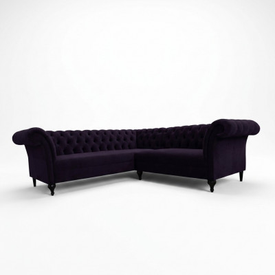 Modern Chesterfield Ecksofa Eckcouch Designer Canapé Couch Samt Ledercanapé