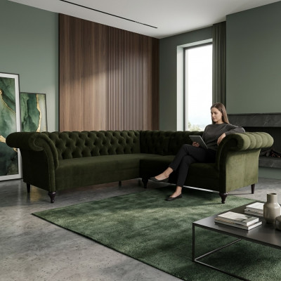 Chesterfield Ecksofa Eckcouch Designer Sofa Couch Samett Ledersofa SLIII Sofa